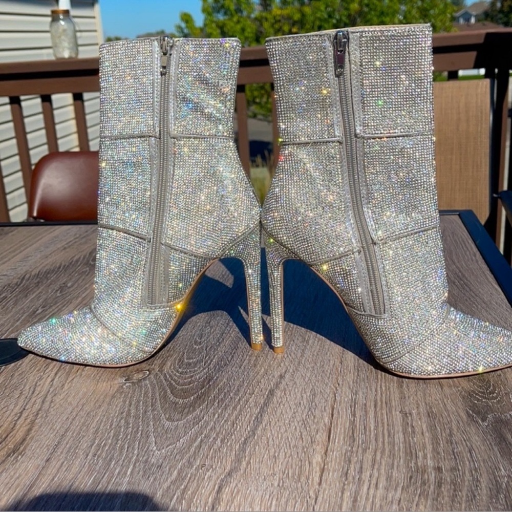 Steve Madden Sparkling Silver Heeled Boots